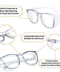 All Day Comfort Anti Fog Safety Glasses With Blue Light Blocking Lenses And UV Protection, TR90 frame, nose pads close-up