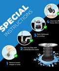 Illustration of installing Inside Tub Drain Hair Catcher In Black Chrome Finish No Fuss Cleanup Protector For Bathroom Drains