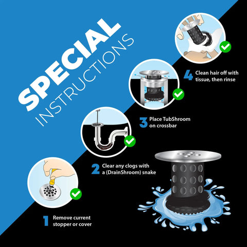 Illustration of installing Inside Tub Drain Hair Catcher In Black Chrome Finish No Fuss Cleanup Protector For Bathroom Drains