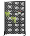 Outdoor Metal Privacy Screen with Stand 72 Inch High by 46 Inch Wide Freestanding Garden Divider with hanging plants