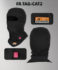 Flame Resistant Balaclava Hood For Welding 7oz Cotton FR Face Mask Arc Rated NFPA 2112 CAT2 Black Knit Front and Back View