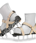 Game-Changing Lawn Aerator Shoes With Adjustable Straps Pre-Assembled One-Size-Fits-All, white boots with spikes and straps