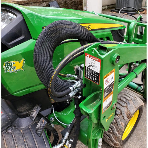 Hydraulic Electric Diverter Valve Kit For John Deere 1023E 1025R 1026R With H120 Or 120R Loader connected for grapple function