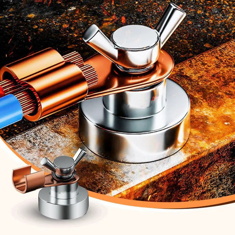 Sturdy Welding Ground Clamp With Powerful Magnetic Base And High Current Copper Terminal Holder For Heavy Duty Stable Jobs on metal surface.