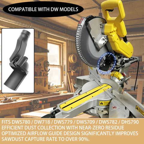 Dust Collection Adapter For 12 Inch Sliding Miter Saws With Vacuum Hose Connector Upgraded Dust Port Thickened Rubber Baffle