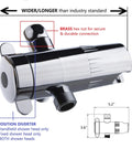Next Level 5 Inch Anti Clog High Pressure 3 Way Large Dual Shower Head With Handheld Spray showing brass connector and diverter