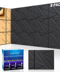 Top Shelf 12 Inch Acoustic Panels For Walls High Density Soundproof Polyester Foam Tiles, 8 pack of black wall pads.