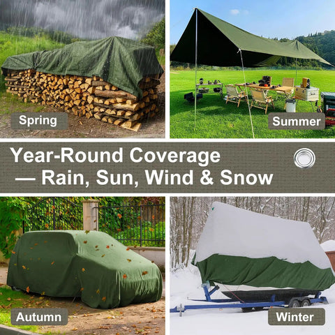 Heavy Duty Canvas Tarp 6x8 Feet With Rustproof Grommets 12 Oz Water Resistant Canvas UV Resistant Multipurpose Outdoor Tarpaulin