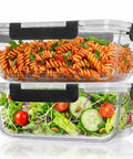 Big Glass Storage Set 63 Oz Meal Prep Containers With Locking Lids, 2-Pack Borosilicate Glass BPA Free Microwave And Oven Safe