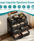 Dope Nine Drawer Black Dresser For Bedroom And Closet Organizer With Solid Multifunctional Storage Tower; spacious drawers for clothes and accessories.