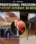 Medium Super Glue Pro Kit 2 Oz for quick fixes, applying with precision tip, showing ultra strong bond on wood.