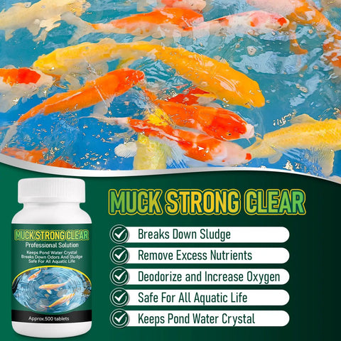 Pro Pond Muck Reducer For Fish Ponds Baths And Fountains No Fuss Easy And Efficient Deep Clean With 500 Tablets 500g label