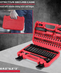 64 Piece One Quarter Inch Drive Impact Socket Set With Deep And Shallow Sockets Cr-V And S2 Power Bits in red case