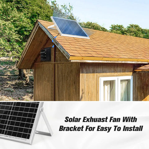 Solar Powered Exhaust Fan With A Ten Inch Shutter Vent For Outdoor Greenhouse, Chicken Coop, Shed And Pet House, 25W Panel Ventilation Keeps Air Fresh And Moving Fast
