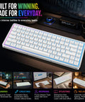 Low-Profile 75 Mechanical Keyboard With Aluminum Frame And Hot-Swappable Switches Features shine-through PBT keycaps with RGB lighting.