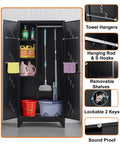 75 Inch Heavy Duty Metal Garage Storage Cabinet With Lockable Doors For Tools And Gear, Tough Steel Tool Organizer Open