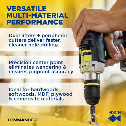 Badass Forstner Bit Set For Woodworking 16 Piece Drill Bit Collection featuring precision center guidance and heat resistant steel blades in use.