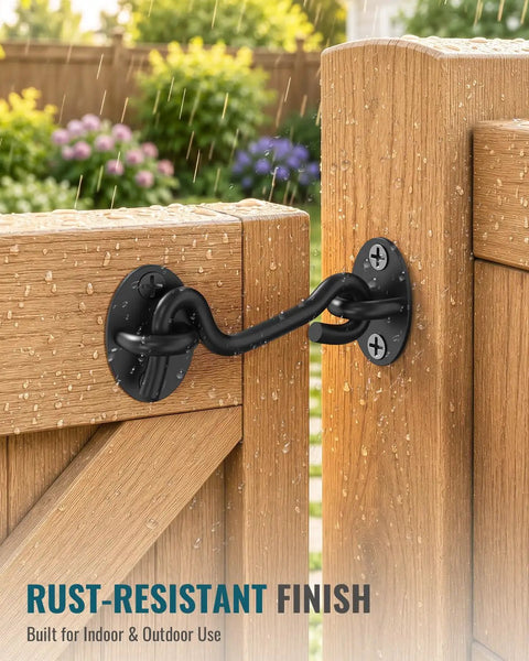 Heavy Duty Sliding Barn Door Lock Kit With Gate Latch And Hook And Eye For Screen Doors Tough As Nails Rust Proof 304 Stainless Steel With Black Powder Coat Durable Barn Door Hardware For Home Or Garage Security on wet wooden gate