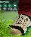 Person wearing spike shoes from 2 Pack Spiked Roller for Self Leveling Floors Multipurpose Cement and Epoxy Floor Tool Set