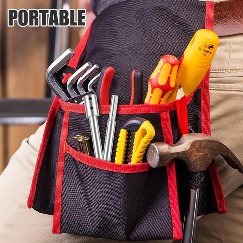 Hella Tight 4 Piece Forstner Bit Extension Shaft Extends Deep Hole Drilling Depth By Over Five Inches in tool apron with various tools.