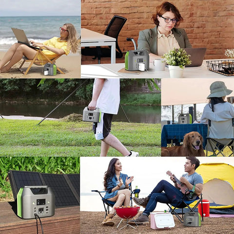 Various people using Portable Power Station 150W 155Wh With 110V AC Outlet Six Outputs External Battery Pack in different settings