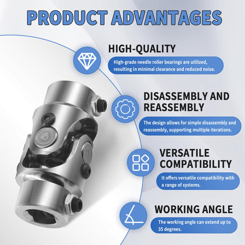 Three Quarter DD To Three Quarter DD Steering Shaft Universal U Joint Coupling In Chrome Steel Powder Coated with advantages