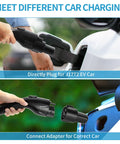 Level 2 EV Charger 240V 48A J1772 Electric Vehicle Charger With NEMA 14-50 Plug And Tesla Adapter in use