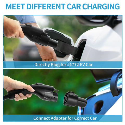 Level 2 EV Charger 240V 48A J1772 Electric Vehicle Charger With NEMA 14-50 Plug And Tesla Adapter in use