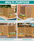 Freestanding Outdoor Privacy Screen Panel With Planter Box For AC Units And Trash Cans, 36 Inch Wide And 45 Inch High