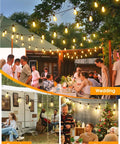 25 Ft Outdoor String Lights For Patio And Garden, Dimmable, Weatherproof And Shatterproof ST38 Edison Bulbs, 2700K glow over gatherings