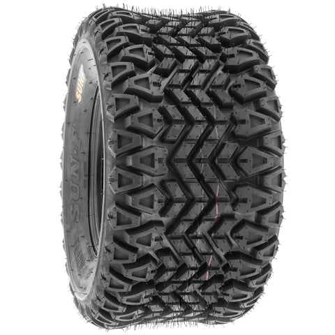 Set Of 2 20x108 ATV UTV Tires 4 Ply Heavy Duty Non Directional Tread Built For Quad Golf Cart Lawn Mower All Terrain Use Puncture Resistant Replacement Tire Rim Not Included, side view