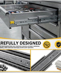 Heavy Duty Locking Drawer Slides 76 Inch Full Extension With Noiseless Bearings, 500 Lb Capacity in a kitchen cabinet