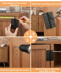 Guide showing installation of Two Pack Small Door Hinges, Black Stainless Steel 3 Inch Hinges With Screws For Wood Doors.