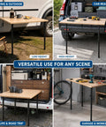 Kickass Foldable Adjustable Table Legs 27 To 41 Inch Rock Solid Metal Telescopic Extenders For Rv Campers Coffee Tables Kitchens Diy Bars Weekend Warrior Builds Two Pack Black set up for outdoor camping and DIY garage workspace.