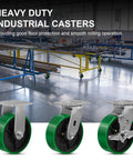 6 Inch Heavy Duty Casters Set Of Four With Grease Fitting, 4800 Lbs Load Capacity, shown in an industrial setting