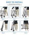 Image of assembly steps for Foldable Utility Shopping Cart With Double Baskets For Grocery And Laundry, Portable Wagon Cart On Wheels.