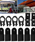 Heavy Duty 12 Piece Boat Deck Hinge Jaw Slide Eye End Cap Kit For Marine Yacht Bimini Top 7/8 Inch Black Nylon Pipe Tube Fitting Replacement Hardware Accessory Set, black nylon fittings for boat bimini top