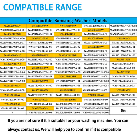 2026 Beefed Up Upgrade DC97-16350U Washer Suspension Rods Replacement Kit compatibility chart for Samsung washer models
