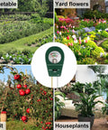 3-In-1 Soil Moisture Meter pH And Fertility Tester for houseplants, garden, lawn, and farm in diverse plant settings