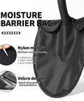 Close-up of moisture barrier bag with nylon material and Velcro design for 41 Inch Round Point Shovel For Digging And Heavy Duty Garden Work With D Handle And Wooden Grip.