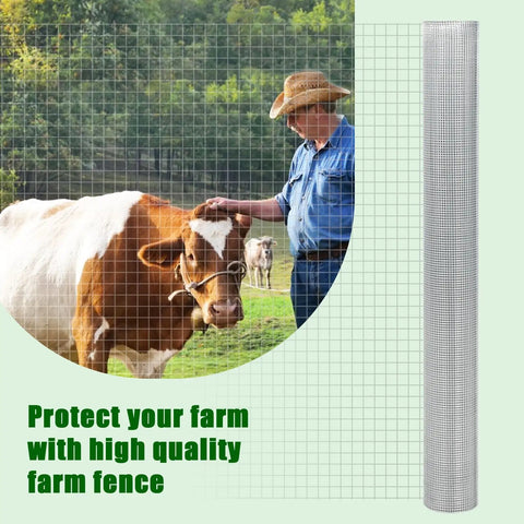 Heavy Duty Galvanized Wire Mesh Roll Shut Out Unwanted Critters Hassle Free Rock Solid Rust Proof Hardware Cloth for farm fence and cattle protection.