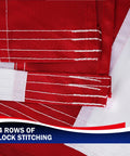 American Flag 3x5 Outdoor Heavy Duty Flag With Embroidered Stars And Sewn Stripes, close-up of stitching detail
