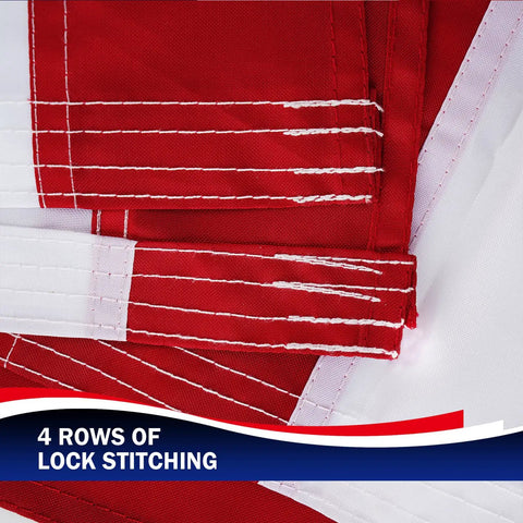 American Flag 3x5 Outdoor Heavy Duty Flag With Embroidered Stars And Sewn Stripes, close-up of stitching detail