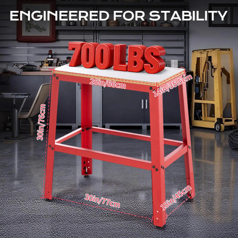Beefy Heavy Duty Tool Stand for Planer, Drill Press, Saws and Grinders, 700 Lb Capacity displayed in workshop setting