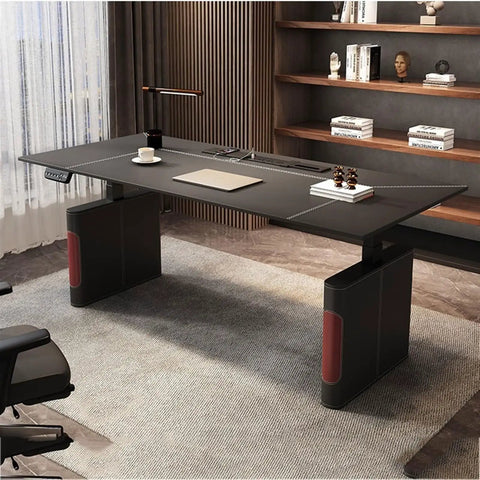 Electric Adjustable Standing Desk With Smooth Power Lift Roomy Computer Workstation For Home Office Gaming Setup in modern workspace