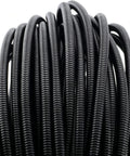 1/4 Inch Split Wire Loom Tubing High Temp Corrugated Cable Sleeve Flexible Auto Marine Wiring Conduit 100 Ft in black coils.