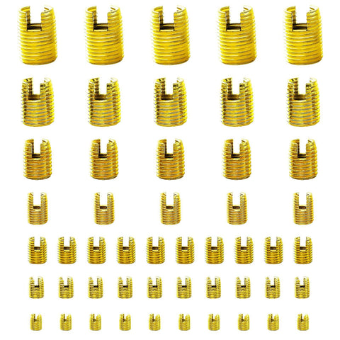 50Pcs Self Tapping Thread Inserts Set In 302 Stainless Steel With Storage Case, Slotted Design For Easy Direct Install No Pre Tap Required