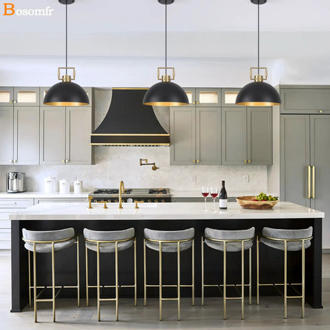 Matte Black Farmhouse Pendant Light 2 Pack Adjustable Height over Kitchen Island