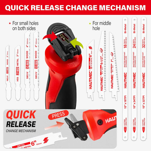 10-In-1 Hand Saw Kit With Quick-Release Blades For Wood Metal Plastic Drywall Pro HSS Cr-V Bi-Metal Blades Compact Hacksaw