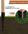 Six Pack Heavy Duty Fence Post Anchors And Ground Spikes Rock Solid 24 Inch Metal Stakes secure standard 4x4 wood post in ground.